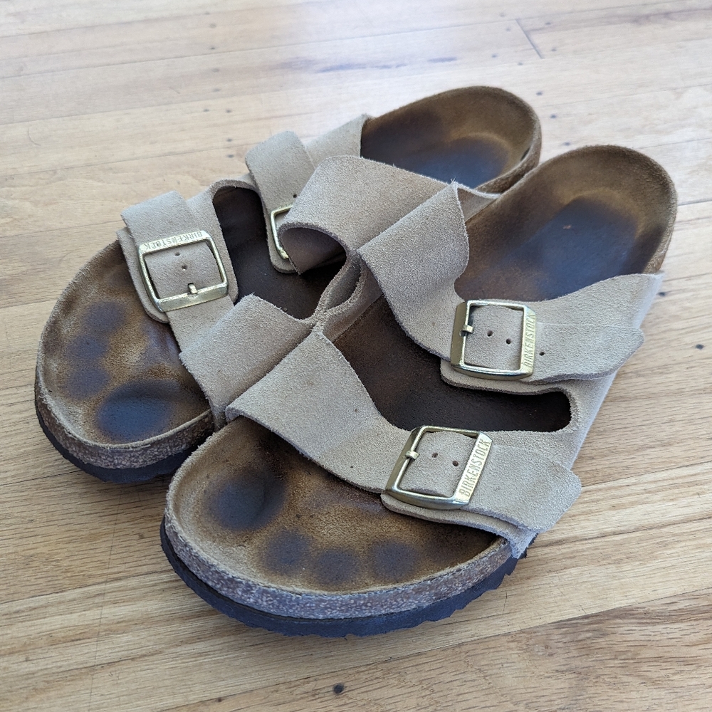 Birkenstock Arizona - Suede Leather - Taupe - size 9.5